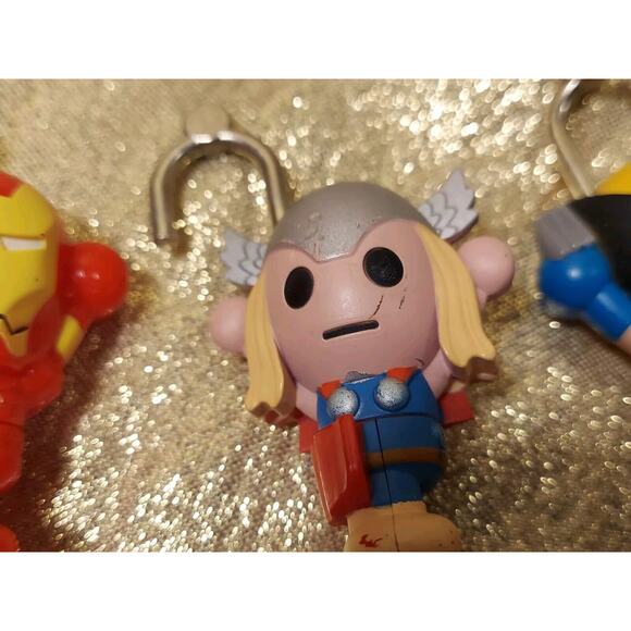 Lot Of 4 Marvel Backpack Keychain Mini Locks Thor Iron Man Wolverine Hulk - Picture 6 of 11